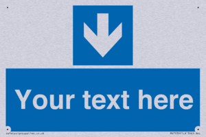 Custom Mandatory directional sign, blue arrow down